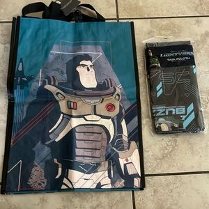 Buzz light year reusable tablecloth and reusable bag bundle